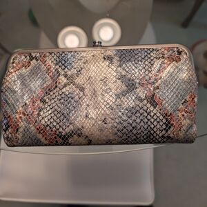 HOBO Snakeskin Clutch in Gray and Red
